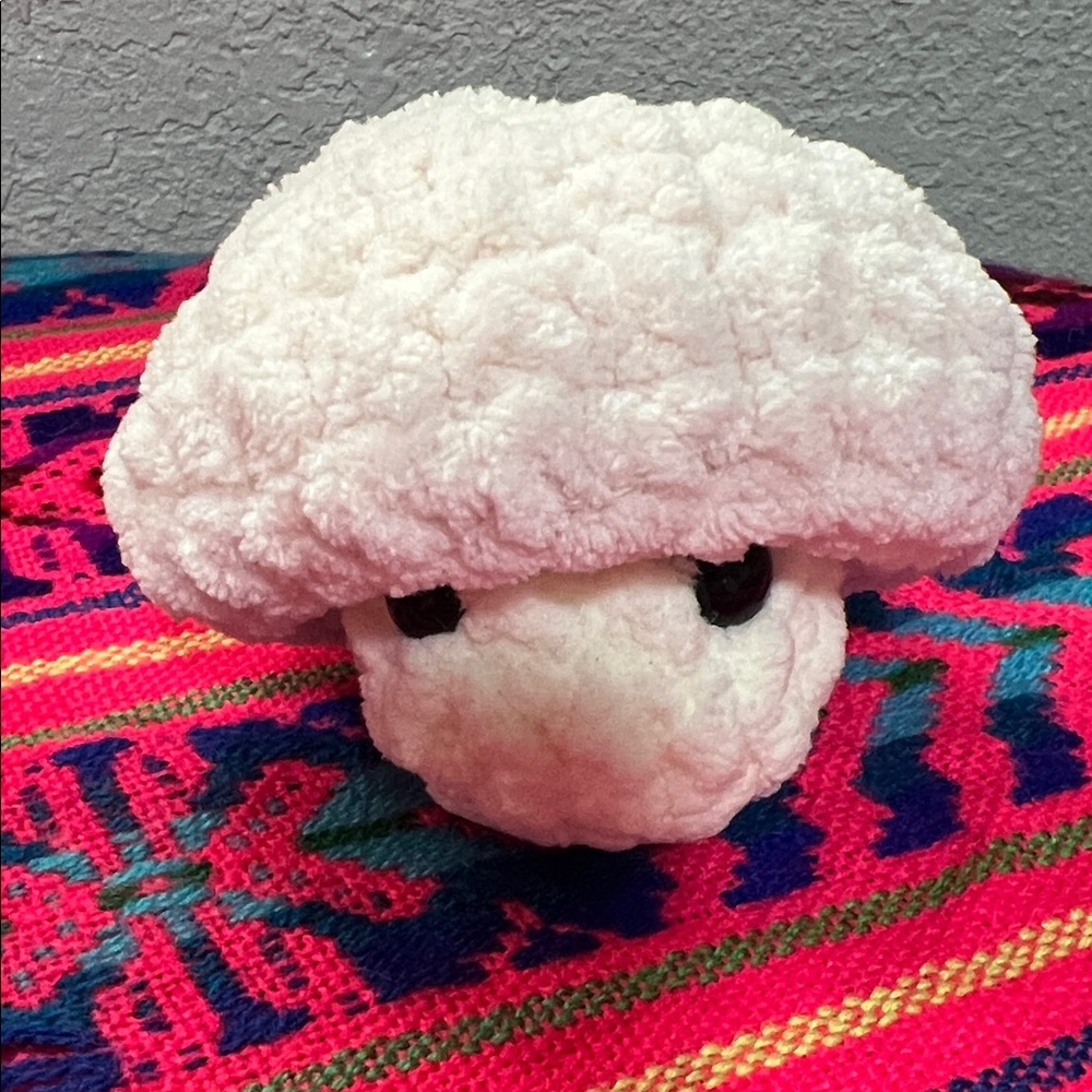 Plush White Mushroom puff up stress ball